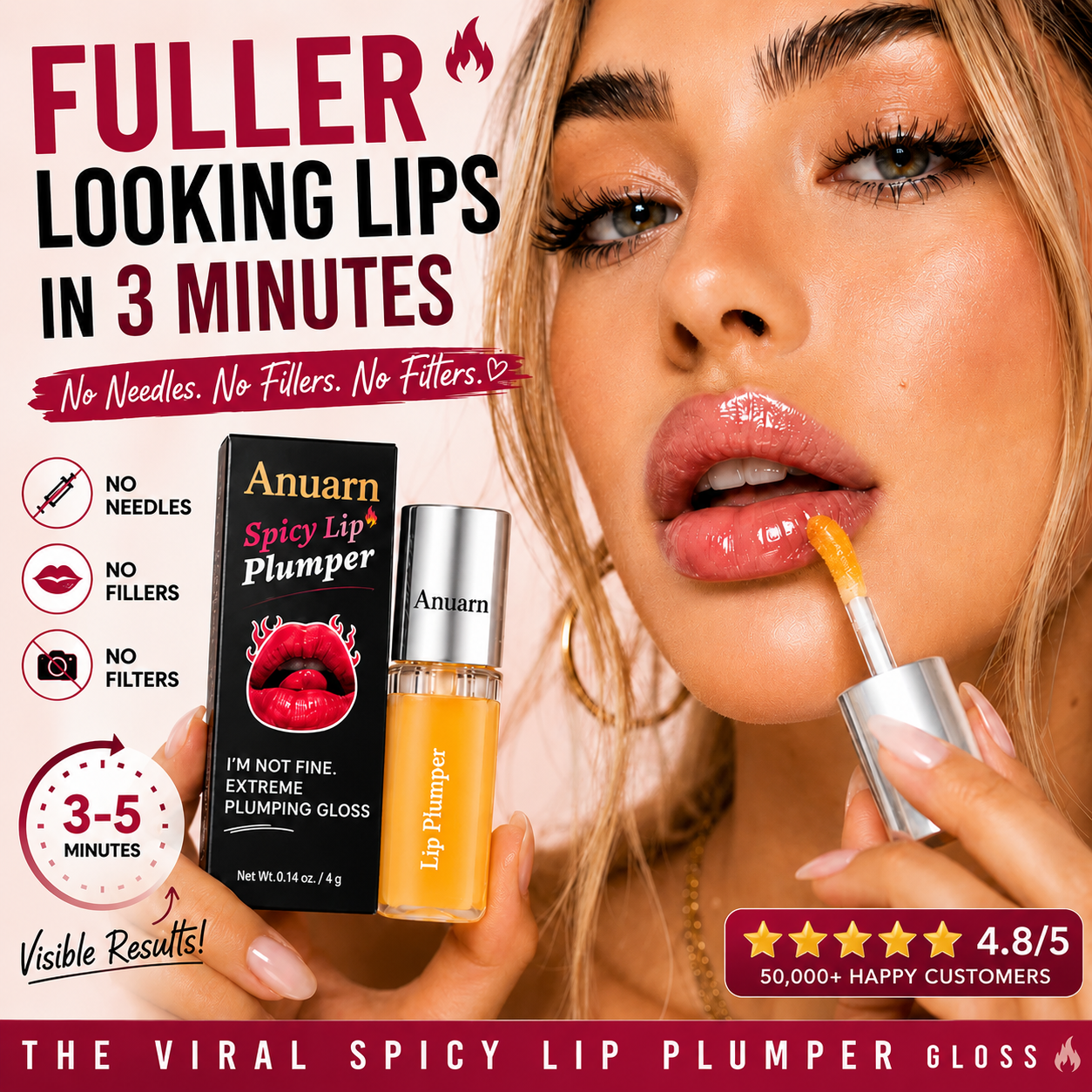 Anuarn®Edible Spicy Lip Plumper - Fuller-Looking Lip Plumper Gloss