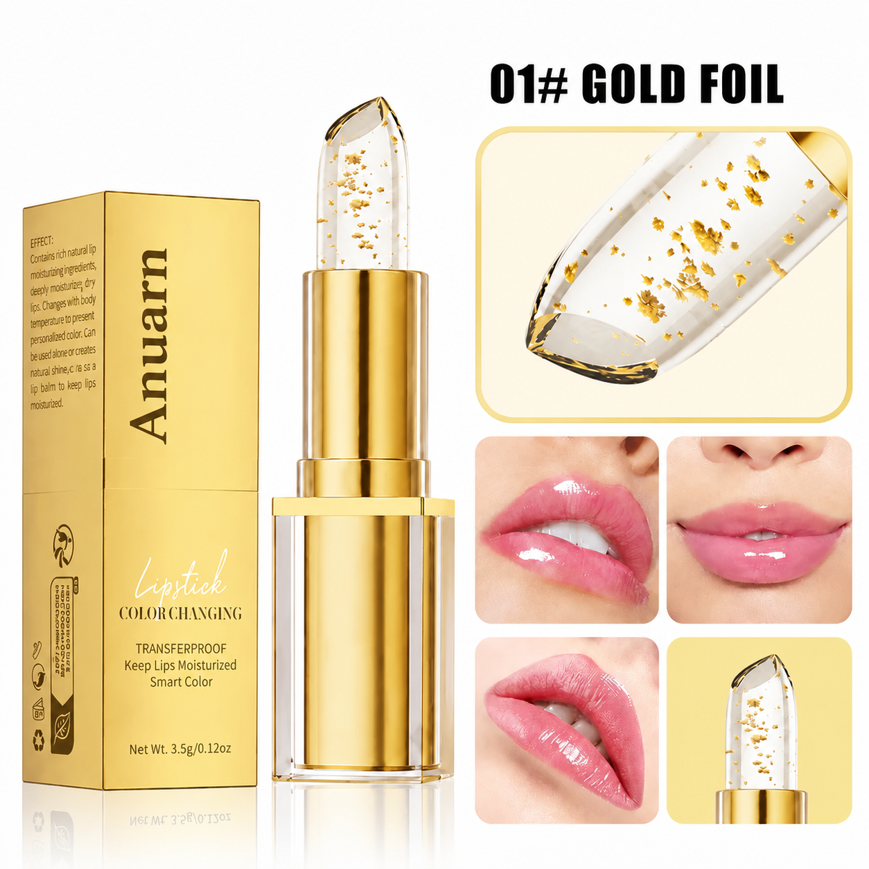 Anuarn Color-Changing Gold Leaf Lipstick