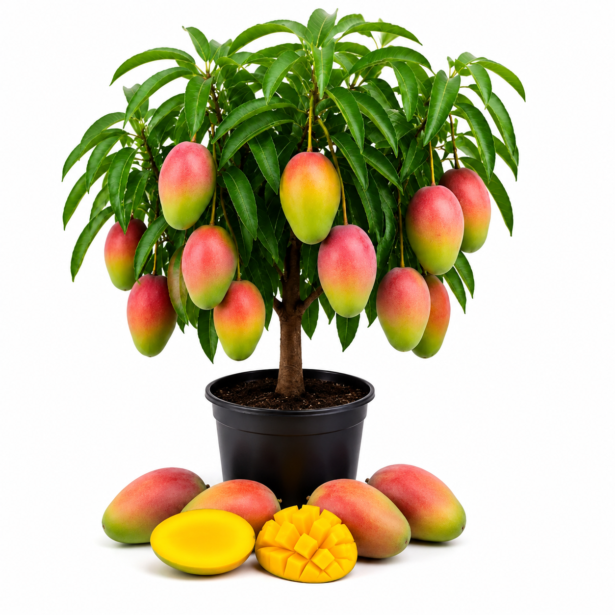 Anuarn Honey Red Dwarf Mango Tree – Sweet Tropical Fruit Tree for Home Garden
