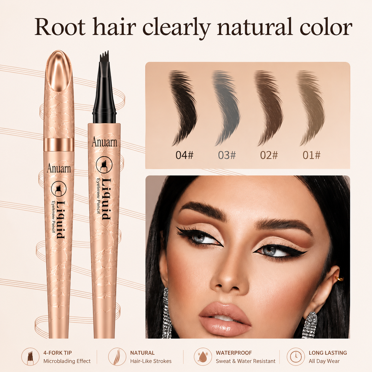 Anuarn 3D Microblading Eyebrow Pen | Waterproof Natural Brows | Buy 1 Get 1 Free