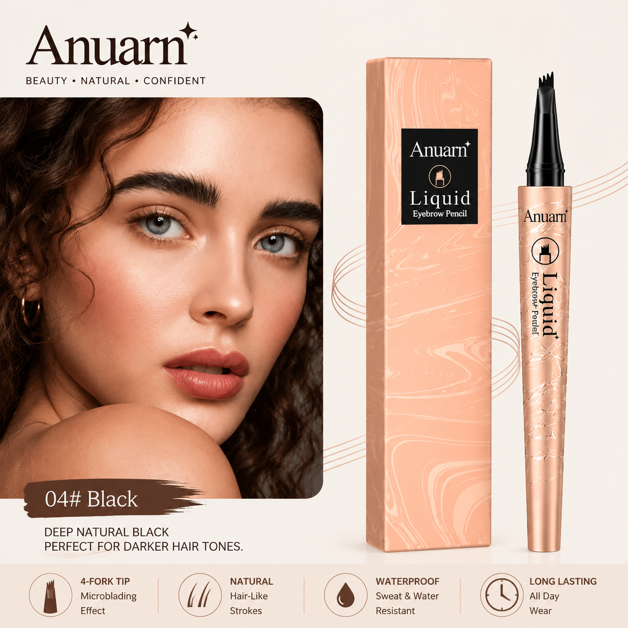 Anuarn 3D Microblading Eyebrow Pen | Waterproof Natural Brows | Buy 1 Get 1 Free