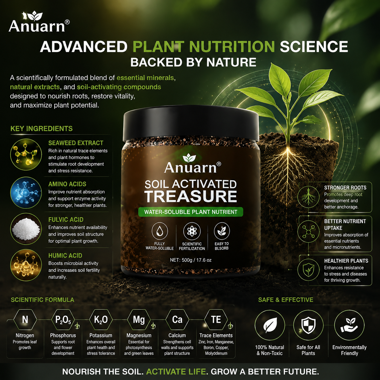 Anuarn RootRenew  Plant Nutrient Solution – Revive Weak Plants, Strengthen Roots & Grow Healthier Greens