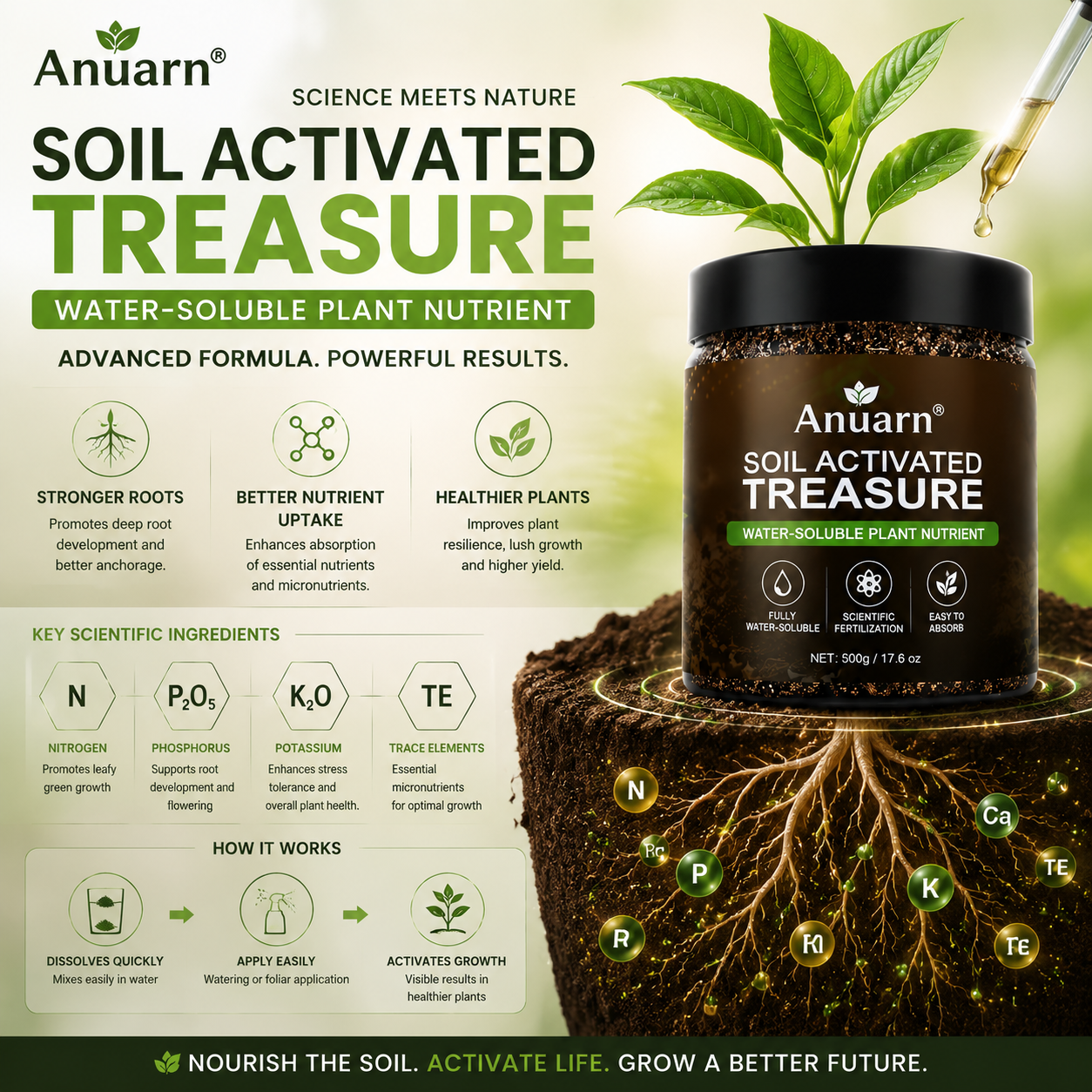 Anuarn RootRenew  Plant Nutrient Solution – Revive Weak Plants, Strengthen Roots & Grow Healthier Greens
