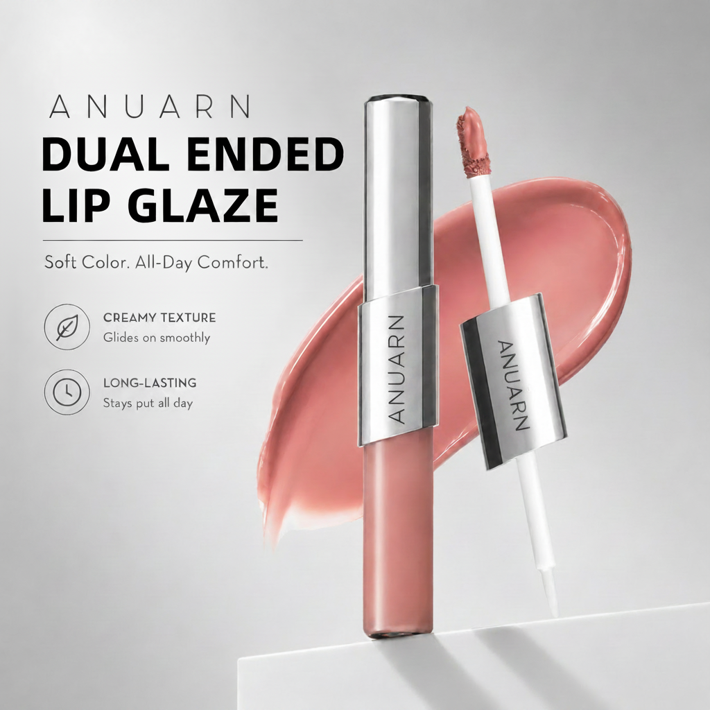 Anuarn Perfect Twin Lip — Dual-Ended Liquid Lipstick with Velvet Matte Color and Glossy Shine